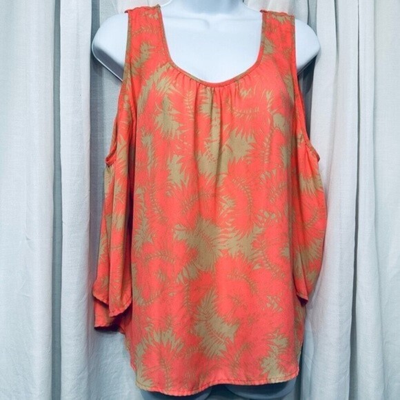 C Cato Est 1946 Tropical Print‎ Cold Shoulder Top Size Small - Picture 5 of 10